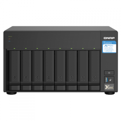 QNAP | 8-Bay QTS NAS | TS-832PX-4G | Up to 8 HDD/SSD Hot-Swap | AnnapurnaLabs Alpine | AL324 ARM Cortex-A57 Quad-Core | Processor frequency 1.7 GHz | 4 GB | DDR4