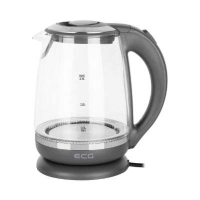 ECG Electric kettle RK 2020 Grey Glass, 2 L, 360 base with power cord storage, Blue backlight, 1850-2200 W