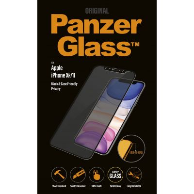 PanzerGlass | P2665 | Screen protector | Apple | iPhone Xr/11 | Tempered glass | Black | Confidentiality filter; Full frame coverage; Anti-shatter film (holds the glass together and protects against