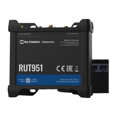 Industrial Cellular router | RUT951 | 802.11n | 10/100 Mbit/s | Ethernet LAN (RJ-45) ports 4 | Mesh Support No | MU-MiMO No | 2G/3G/4G | Antenna type 2 x SMA for LTE, 2 x RP-SMA | 0