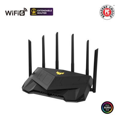 Dual Band WiFi6 Gigabit Router | TUF Gaming AX6000 | 802.11ax | 1148+4804 Mbit/s | 10/100/1000 Mbit/s | Ethernet LAN (RJ-45) ports 5 | Mesh Support Yes | MU-MiMO Yes | No mobile broadband | Antenna t