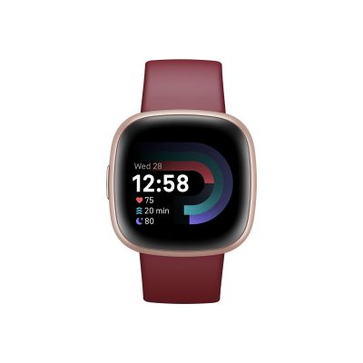 Fitbit Versa 4 Smart watch NFC GPS (satellite) AMOLED Touchscreen Activity monitoring 24/7 Waterproof Bluetooth Wi-Fi Beet Juice/Copper Rose