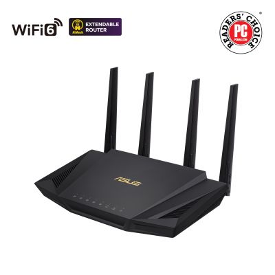 Wireless Wifi 6 Dual Band Gigabit Router | RT-AX58U | 802.11ax | 2402+574 Mbit/s | 10/100/1000 Mbit/s | Ethernet LAN (RJ-45) ports 4 | Mesh Support Yes | MU-MiMO Yes | No mobile broadband | Antenna t