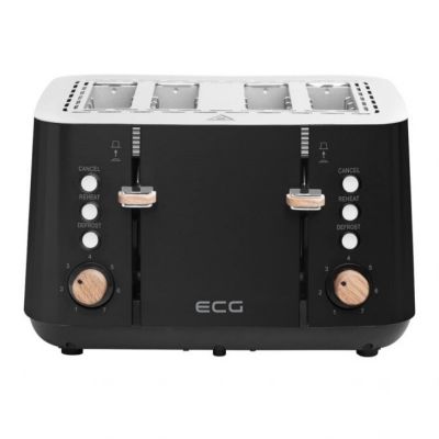 ECG ST 4768 Timber Black Toaster, 4 toast compartments, 7 heating intensity levels, defrosting and reheating functions