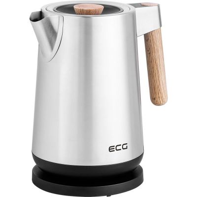 ECG RK 1767 Strix Timber Electric kettle, 1.7 L, Stainless steel with wooden accessories, Silver