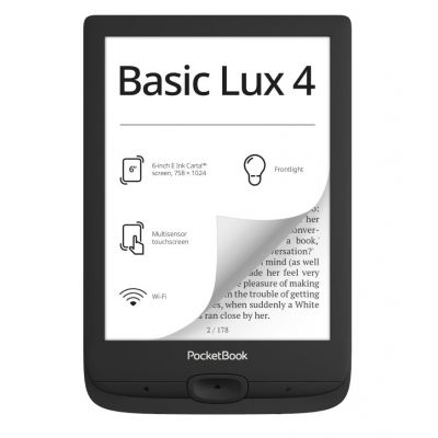 E-Reader|POCKETBOOK|Basic Lux 4|6"|1024x758|1xUSB-C|Micro SD|Wireless LAN|Black|PB618-P-WW