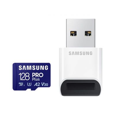 SAMSUNG 128GB, PRO Plus MicroSD Card with SD Adapter, Blue | Samsung