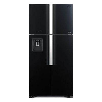 Hitachi | R-W661PRU1 (GBK) | Refrigerator | Energy efficiency class F | Free standing | Side by side | Height 183.5 cm | Fridge net capacity 396 L | Freezer net capacity 144 L | Display | 40 dB | Gla