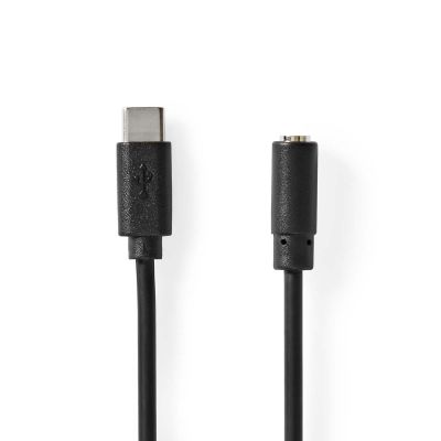 Audiokaabel USB-C - 3,5mm pesa, 1m, must, bulk