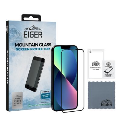 Eiger 3D Fullscreen Glass - 9H kaitseklaas servast servani, iPhone 13 Minile, musta äärega