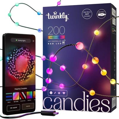 Twinkly Candies  200 Pearl-shaped, Green Wire, USB-C