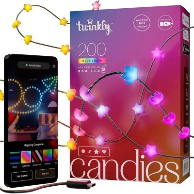 Twinkly Candies  200 Star-shaped, Green Wire, USB-C