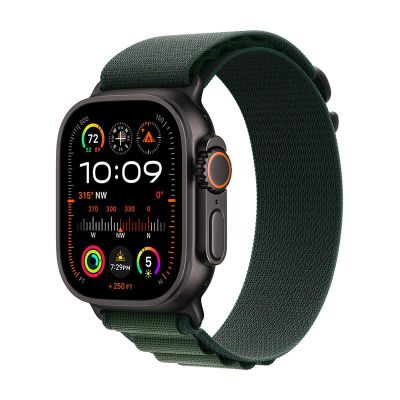 Watch Ultra 2 LTE 49mm Black Ti + Dark Green Alpine Loop - M