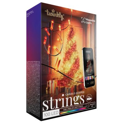 Twinkly Candies 200 Candle-shaped RGB LEDs, USB-C|Green Wire