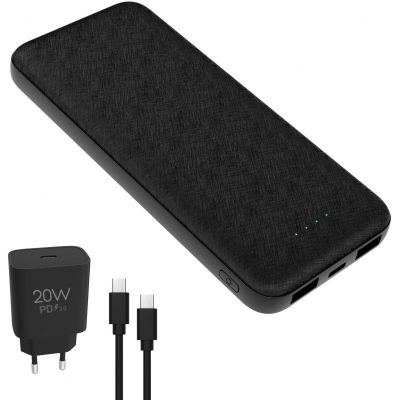Platinet akupank + USB-laadja 10000mAh Kit PMPB10SETB, must