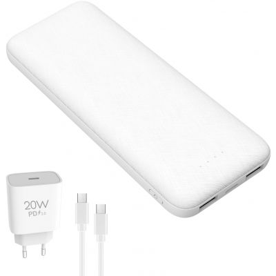 Platinet akupank + USB-laadja 10000mAh Kit PMPB10SETW, valge