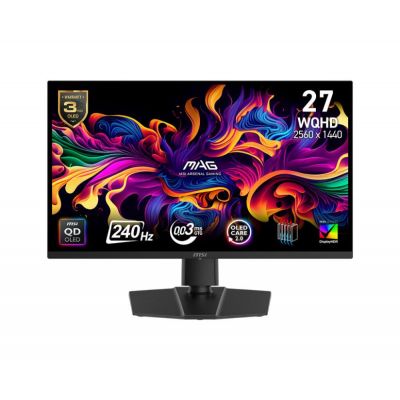 Monitor|MSI|MAG 271QP QD-OLED X24|26.5"|Gaming|Swivel|Pivot|Height adjustable|Tilt|Matte|Panel QD-OLED|2560x1440|16:9|240 ??|0.03 ms|Colour Black|MAG271QPQDOLEDX24