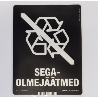 Kleebis prügikastile - Sega-olmejäätmed 65x100mm