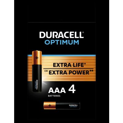 Battery Duracell Optimum AAA LR03 1,5V Alkaline, 4pcs/pck