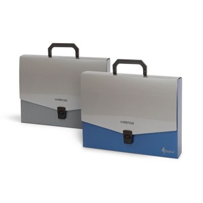 Plastic briefcase A4, silver-blue, Forpus