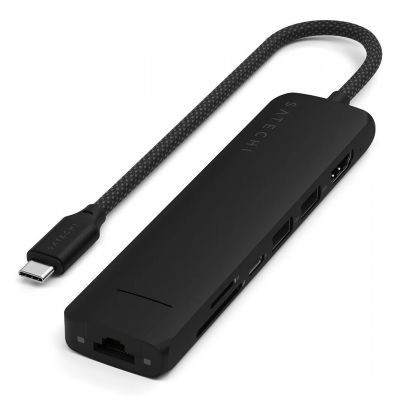 SATECHI 7-in-1 USB-C Slim Multiport Adapter with Ethernet (Black)