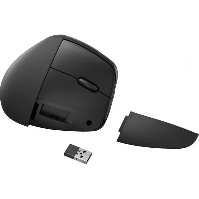 Hiir HP 925 Ergonomic Vertical Wireless Bluetooth Mouse - Eemaldatav randmetugi, must, 6-nupuga, USB-C laadimine