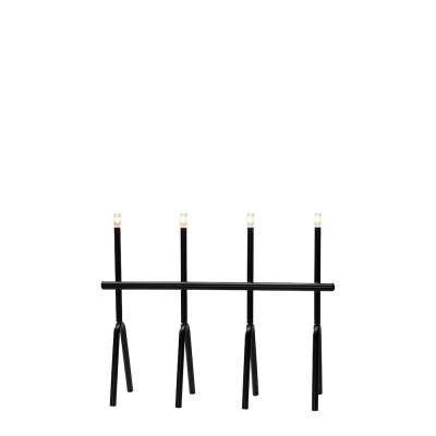 Küünlajalg metallist, must, 4 wwLED 5055-130, K-39cmx L-45cm, hämardatav, must kaabel 2.4m/ siseruumi
