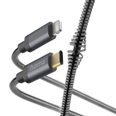 Hama "Metal" Charging Cable, USB-C - Lightning, 1.5 m, Metal Sheath, anthracite