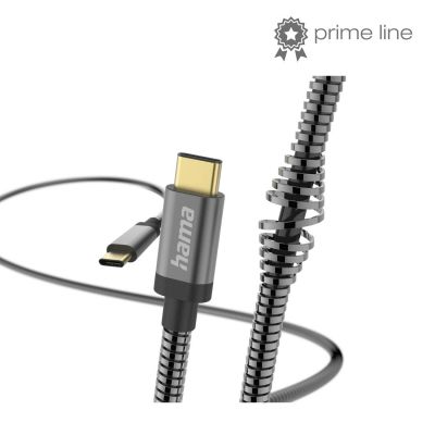 Hama "Metal" Charging Cable, USB-C - USB-C, 1.5 m, Metal Sheath, anthracite