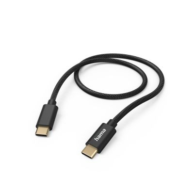 USB-kaabel USB-C USB-C 1.5m Hama tekstiilkattega, must, voolutugevus kuni 3A, andmevahetuskiirus usb2.0 kuni 480Mbit/s