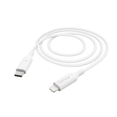 USB-kaabel USB-C -> Lightning Hama 1m valge, Power Delivery 3A