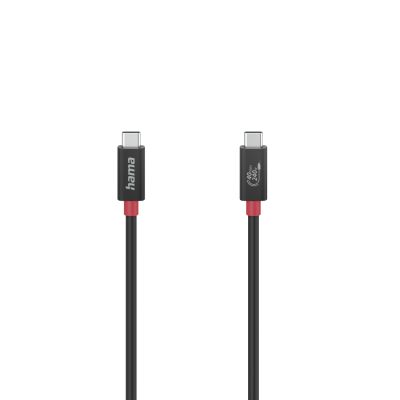 USB-kaabel Hama 1.0m must USB-C USB4 Gen3 Type-C pistik, max 40Gbit/s, video kuni 7680x4320 (8K), 5A 240W Power Delivery 3.1, topeltvarjestus