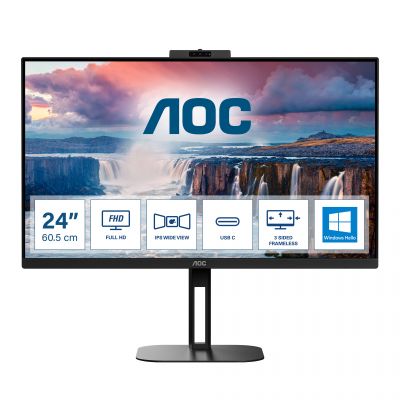 AOC | USB-C Monitor with Webcam | 24V5CW/BK | 23.8 " | IPS | FHD | 16:9 | 75 Hz | 1 ms | 1920 x 1080 | 300 cd/m | HDMI ports quantity 2 | Black