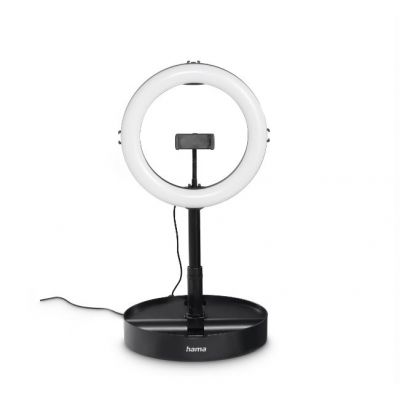 Luminaire and holder for smartphone Hama SpotLight FoldUp102 LED Ring Light, Set for Smartphones, 10.2 ""diam, height adjustable 138cm max