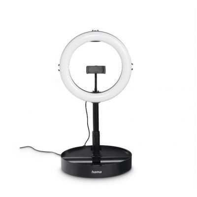 Ringvalgusti ja hoidik nutitelefonile Hama SpotLight FoldUp102 LED Ring Light, Set for Smartphones, 10.2" diam, kõrgusreguleeritav 138cm max