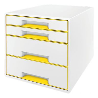 Drawer box 287x270x363mm with 4 drawers Leitz WOW Desk Cube, glossy, white-yellow