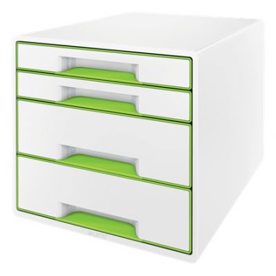 Drawer box 287x270x363mm with 4 drawers Leitz WOW Desk Cube, glossy, white-green
