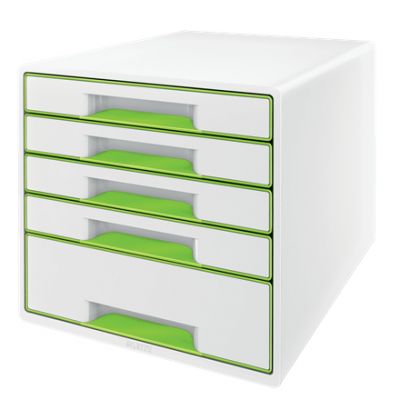 Sahtliboks 287x270x363mm 5-sahtliga Leitz WOW Desk Cube, läikiv, valge-roheline