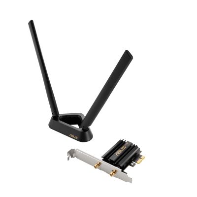 Tri Band PCI-E WiFi 6E | PCE-AXE59BT | 802.11ax | 574/2402/2042574/2402/2042 Mbit/s | Mbit/s | Ethernet LAN (RJ-45) ports | Mesh Support No | MU-MiMO No | No mobile broadband | Antenna type | 36 mont