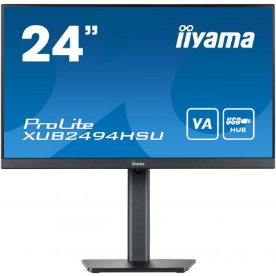 Iiyama ProLite XUB2494HSU-B2 - LED monitor - 24" (23.8" viewable) - 1920 x 1080 Full HD (1080p) @ 75 Hz - VA - 250 cd / m - 3000:1 - 4 ms - HDMI, DisplayPort - speakers - matte black