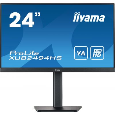 iiyama ProLite XUB2494HS-B2 - LED monitor - 24" (23.8" viewable) - 1920 x 1080 Full HD (1080p) @ 75 Hz - VA - 250 cd / m - 3000:1 - 4 ms - HDMI, DisplayPort - speakers - matte black
