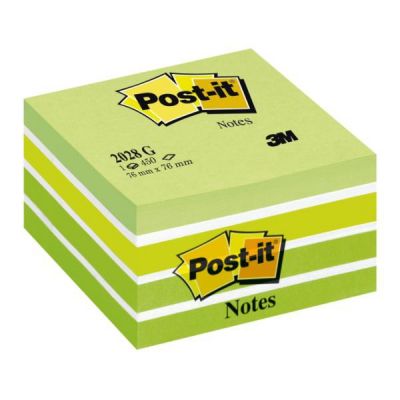 Post-it Notes Cube, Green, 76 mm x 76 mm, 450 Sheets