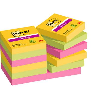 Märkmepaber iseliimuv POST-IT 622 Carnival Super Sticky 47,6x47,6mm (pakis 12x90l.)