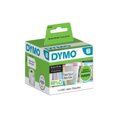 Kleepkirjalint Dymo 57x32mm, 11354 Multi purpose removable label, white paper, must kiri valgel (1000 etiketti/rullil) for LabelWriter