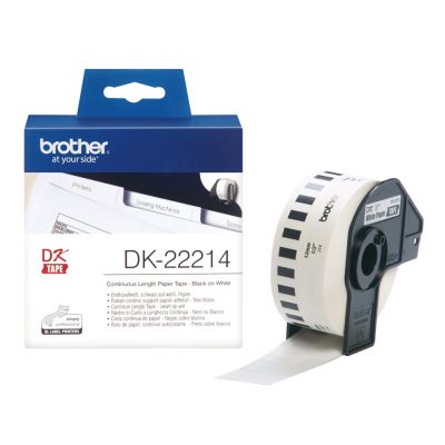 Adhesive tape Brother DK22214, running paper tape 12mm x 30.48m, white thermal paper