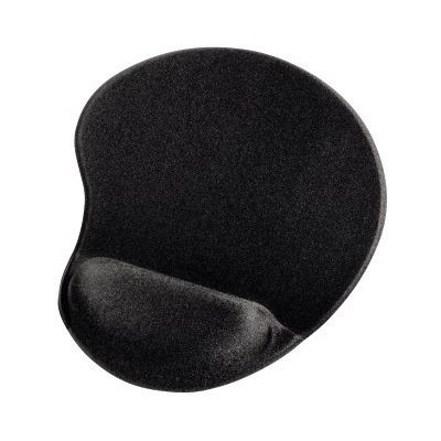 Hama Ergonomic Mouse Pad Mini Black with black wrist rest, black, small gel wrist rest