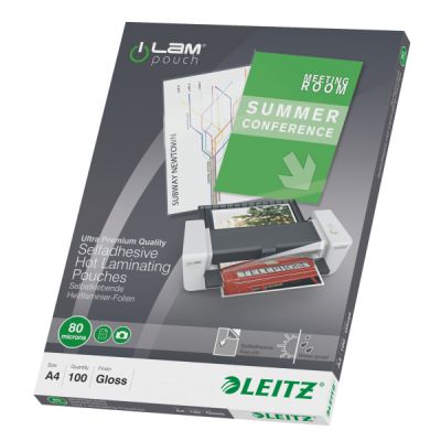 Lamineerimiskile kleebitava seljaga A4 80mic läikiv (pakis 100 kile) A4 2x80 Micron Gloss