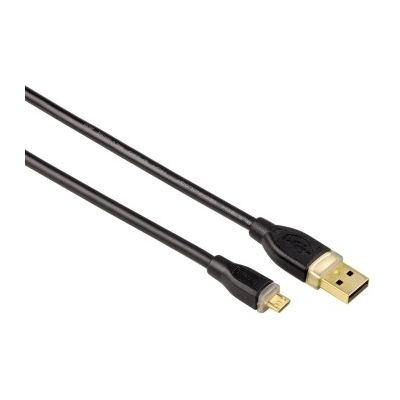 USB-kaabel Hama USB-A -> microUSB, 1.8m, kullatud kontaktid, õhukesed ja väikesed pistikud, must, topeltvarjestus
