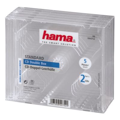 CD box for two transparent Hama, pack (pack of 5 CD boxes)