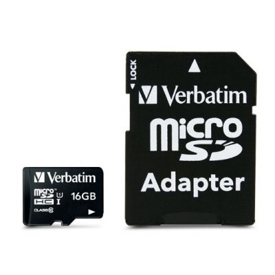 Mälukaart Secure Digital Verbatim MicroSDHC 16GB Class10 + adapter
